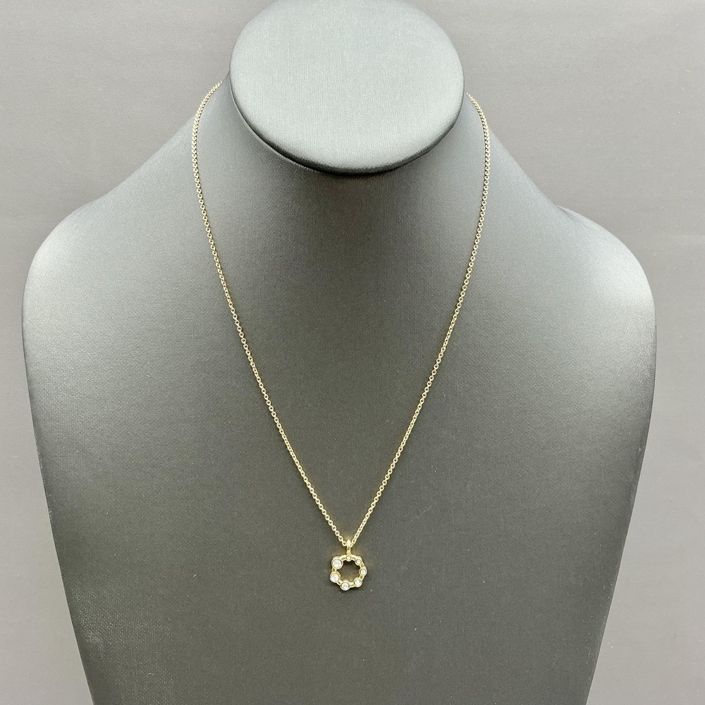 Necklace Gold Tone Circle Clear‎ Stone Pendant Chain Lobster Clasp Jewelry 18"